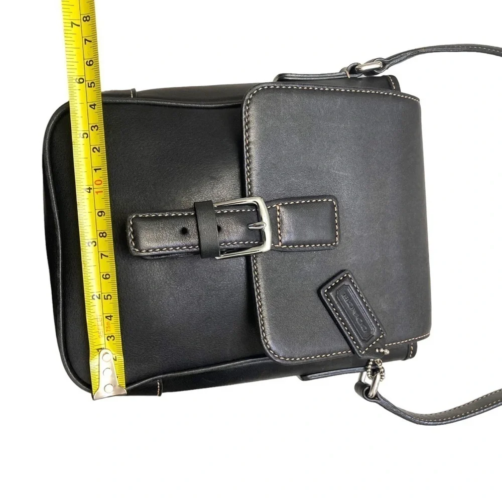 Coach y2k vintage 7775 black leather camera crossbody messenger flap bag unisex